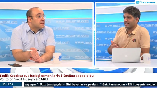 Aparıcı ilə politoloq Rusiya sülhməramlılarına görə canlı yayında çəkişdilər!