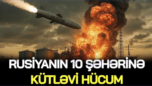 Rusiyanın 10 şəhərinə kütləvi HÜCUM, ən böyük zavod VURULDU - CANLI